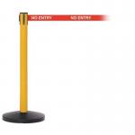 Industrial retractable belt barrier with printed safety message 399922