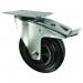 Medium Duty Plate Fixing Pressed Steelbraked Swivel Castor, 80 mm Rubber Tyred Wheel 400202