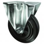 Medium Duty Plate Fixing Pressedsteel Fixed Castor, 125 mm Rubber Tyred Wheel 400207