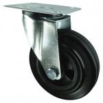 Medium Duty Plate Fixing Pressed Steelbraked Swivel Castor, 125 mm Rubber Tyred Wheel 400208