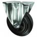 Medium Duty Plate Fixing Pressedsteel Fixed Castor, 200 mm Rubber Tyred Wheel 400213