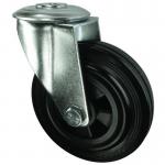 Medium Duty Single Hole Fixing Pressedsteel Swivel Castor, 100 mm Rubber Tyred Wheel 400217