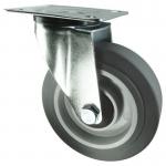 Medium Duty Plate Fixing Pressedsteel Swivel Castor, 80 mm Grey Rubber Tyred Wheel 400225