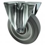 Medium Duty Plate Fixing Pressedsteel Fixed Castor, 80 mm Grey Rubber Tyred Wheel 400226