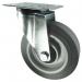 Medium Duty Plate Fixing Pressed Steelswivel Castor, 100 mm Grey Rubber Tyred Wheel 400228