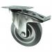 Medium Duty Plate Fixing Pressed Steelbraked Swivel Castor, 125 mm Grey Rubber Tyred Wheel 400233