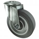 Medium Duty Single Hole Fixing Pressedsteel Swivel Castor, 80 mm Grey Rubber Tyred Wheel 400240