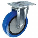 Light to Medium Duty Plate Fixing Pressedsteel Swivel Castor, 75 mm Blue Rubber Tyred Wheel 400250