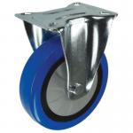 Light to Medium Duty Plate Fixing Pressedsteel Fixed Castor, 75 mm Blue Rubber Tyred Wheel 400251