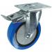 Light to Medium Duty Plate Fixing Pressedsteel Braked Swivel Castor, 75 mm Blue Rubber Tyred Wheel 400252