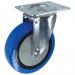 Light to Medium Duty Plate Fixing Pressedsteel Swivel Castor, 100 mm Blue Rubber Tyred Wheel 400253