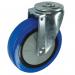Light to Medium Duty Single Fixing Pressedsteel Swivel Castor, 100 mm Blue Rubber Tyred Wheel 400261