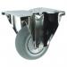 Plate Fixing Stainless Steelfixed Castor, 80 mm Grey Rubber Tyred Wheel 400266