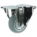 Plate Fixing Stainless Steelfixed Castor, 125 mm Grey Rubber Tyred Wheel 400272