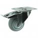 Plate Fixing Stainless Steel Brakedswivel Castor, 125 mm Grey Rubber Tyred Wheel 400273