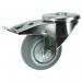 Single Hole Fixing Stainless Steelbraked Swivel Castor, 80 mm Grey Rubber Tyred Wheel 400281