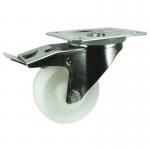 Plate Fixing Stainless Steelbraked Swivel Castor, 200 mm Nylon Wheel 400300
