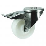 Single Hole Fixing Stainlesssteel Braked Swivel Castor, 80 mm Nylon Wheel 400302
