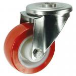 Single Hole Fixing Stainless Steelswivel Castor, 100 mm Poly Tyred Wheel 400324