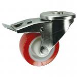Single Hole Fixing Stainless Steelbraked Swivel Castor, 125 mm Poly Tyred Wheel 400327