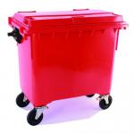 1100L Wheeled Bin With Flat Lid Red - H 