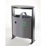 Steel twin litter recycling bin with hood 400524