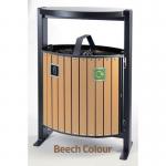 Wood effect twin litter recycling bin with hood 400525