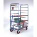 Tall wood shelf trolleys with optional drawbar 400629