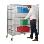 Lockable security cage wire shelf trolleys with deep shelves 401277