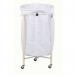 The slingsby Laundry Single bag laundry trolley features a sturdy metal frame with a single large bag, perfect for carrying and sorting your laundry. The bag is made of durable and lightweight fabric, with a comfortable handle for easy maneuvering. The design is sleek and modern, with a black and silver color scheme. The trolley also has smooth rolling wheels, making it convenient for transporting your laundry.