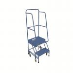 Narrow-aisle 2 Tread Mobilestep, Double Handrail, Metal Treads. 402593