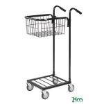 Adjustable mini mail distribution trolley with 1 basket, black 402697