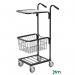 Adjustable mini mail distribution trolley with 1 shelf and 1 basket, black 402698