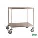 The image shows sturdy and durable Slingsby shelved trolleys, specifically the Konga model, made of high grade stainless steel. These trolleys can support heavy loads and are built to last.
