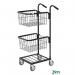 Adjustable mini mail distribution trolley with 2 baskets, black 402781