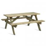 Pressure treated wooden rectangular outdoor picnic table 403085