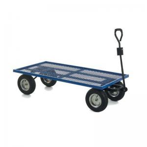 Industrial turntable platform trucks with mesh or plywood platforms