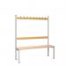 Single Sided Island Seating. 1200 mm Length, 9 Hooks. Beech Wood Slats, Grey Frame 404103