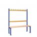 Single Sided Island Seating. 1200 Mmlength, 9 Hooks. Beech Wood Slats, Dark Blue Frame 404104