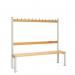 Single Sided Island Seating. 1500 mm Length, 12 Hooks. Beech Wood Slats, Grey Frame 404106