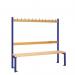 Single Sided Island Seating. 1500 Mmlength, 12 Hooks. Beech Wood Slats, Dark Blue Frame 404107