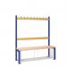 Single Sided Island Seating. 1200 mm Length,9 Hooks. Mesh Shoe Tray, Dark Blue Frame 404110