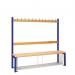 Single Sided Island Seating. 1500 mm Length,12 Hooks. Mesh Shoe Tray, Dark Blue Frame 404113