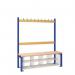 Single Sided Island Seating. 1200 mm Length,9 Hooks. 8 Mesh Shoe Baskets, Dark Blue Frame 404116