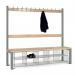 Single Sided Island Seating. 1500 mm Length,12 Hooks. 10 Mesh Shoe Baskets, Grey Frame 404118