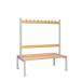 Double Sided Island Seating. 1200 mm Length, 18 Hooks. Beech Wood Slats, Grey Frame 404121