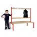 Double Sided Island Seating. 1200 mm Length, 18 Hooks. Beech Wood Slats, Red Frame 404123