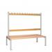 Double Sided Island Seating. 1500 mm Length, 24 Hooks. Beech Wood Slats, Grey Frame 404124