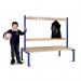 Double Sided Island Seating. 1500 Mmlength, 24 Hooks. Beech Wood Slats, Dark Blue Frame 404125
