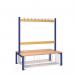 Double Sided Island Seating. 1200 mm Length,18 Hooks. Mesh Shoe Tray, Dark Blue Frame 404128